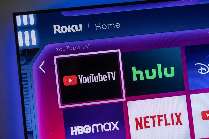 برنامه‌های YouTube TV و Hulu در صفحه اصلی Roku.