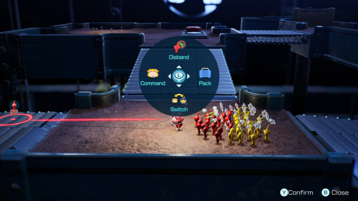 یک منو در Pikmin 4 دستورات مختلفی را نشان می دهد.