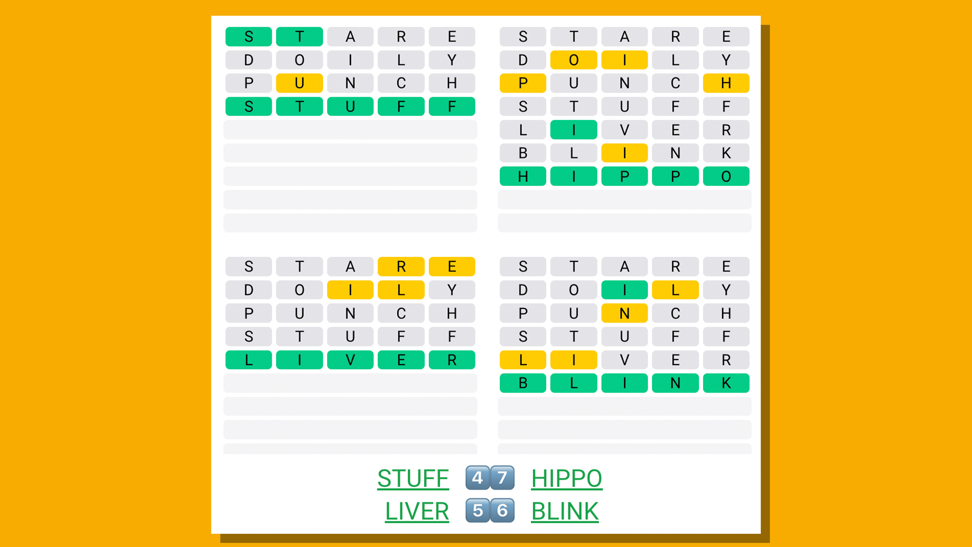 پاسخ های Quordle برای بازی 546 در پس زمینه زرد
